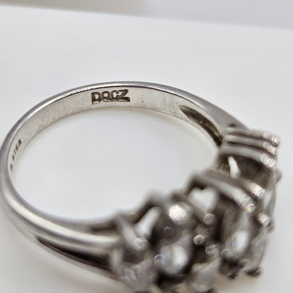 DQCZ Diamonique 925 Sterling Silver Cocktail Ring CZ Marquise Cluster Size 8 - Picture 8 of 10